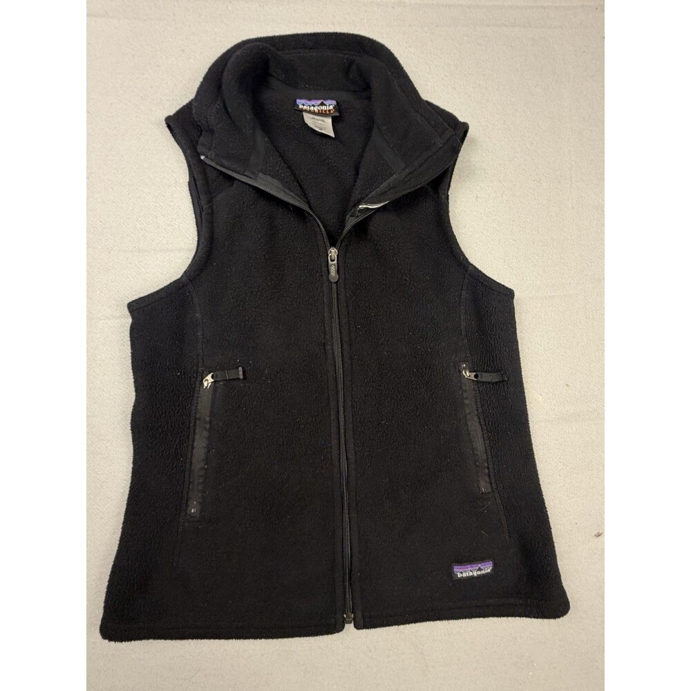 Patagonia Synchilla Womens Black Full Zip Sleeveless Vest w/ Pockets Sz M
